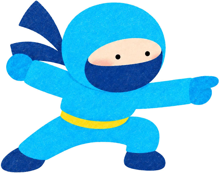 前へ踏み出す構えをとる忍者のイラスト