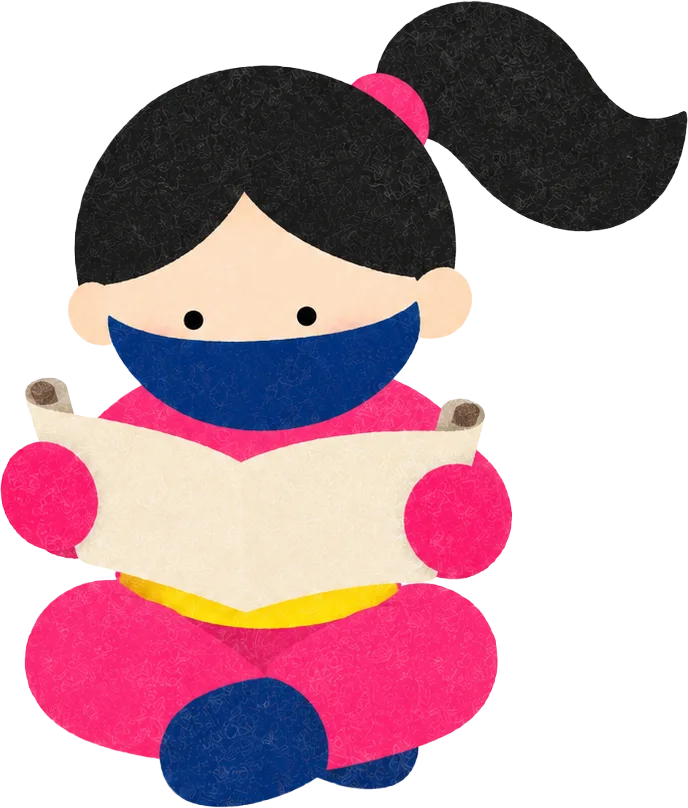 巻物を読むくノ一のイラスト